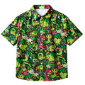 Men’s Pokémon Grass-Type Characters Floral Short Sleeve Button-Up Shirt