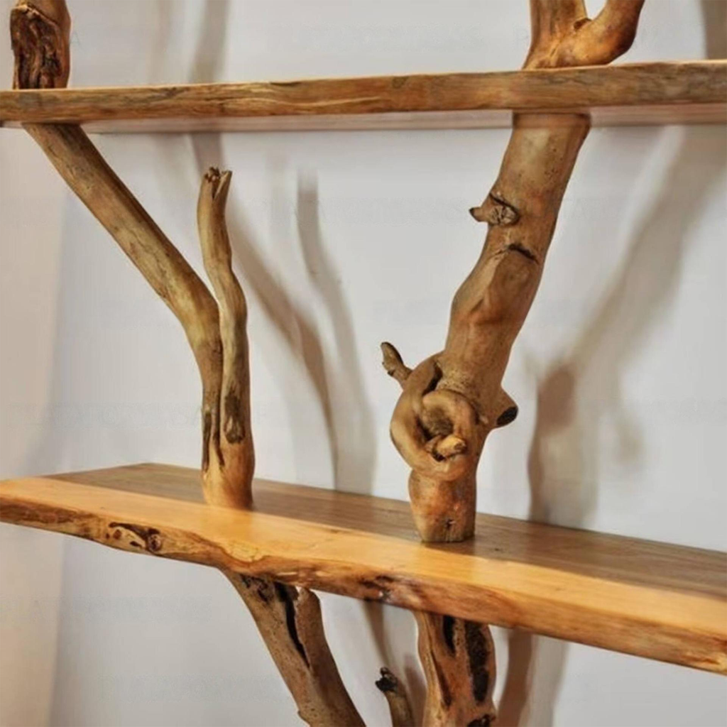 Artistic Wild Mulberry Solid Wood Tree Bookshelf For Living Room SINLTB016