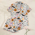 Cute Ghost Pumpkin Halloween Short Sleeve Pajama Set