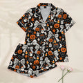 Halloween Bow Pumpkin Ghost Short Sleeve Pajama Set