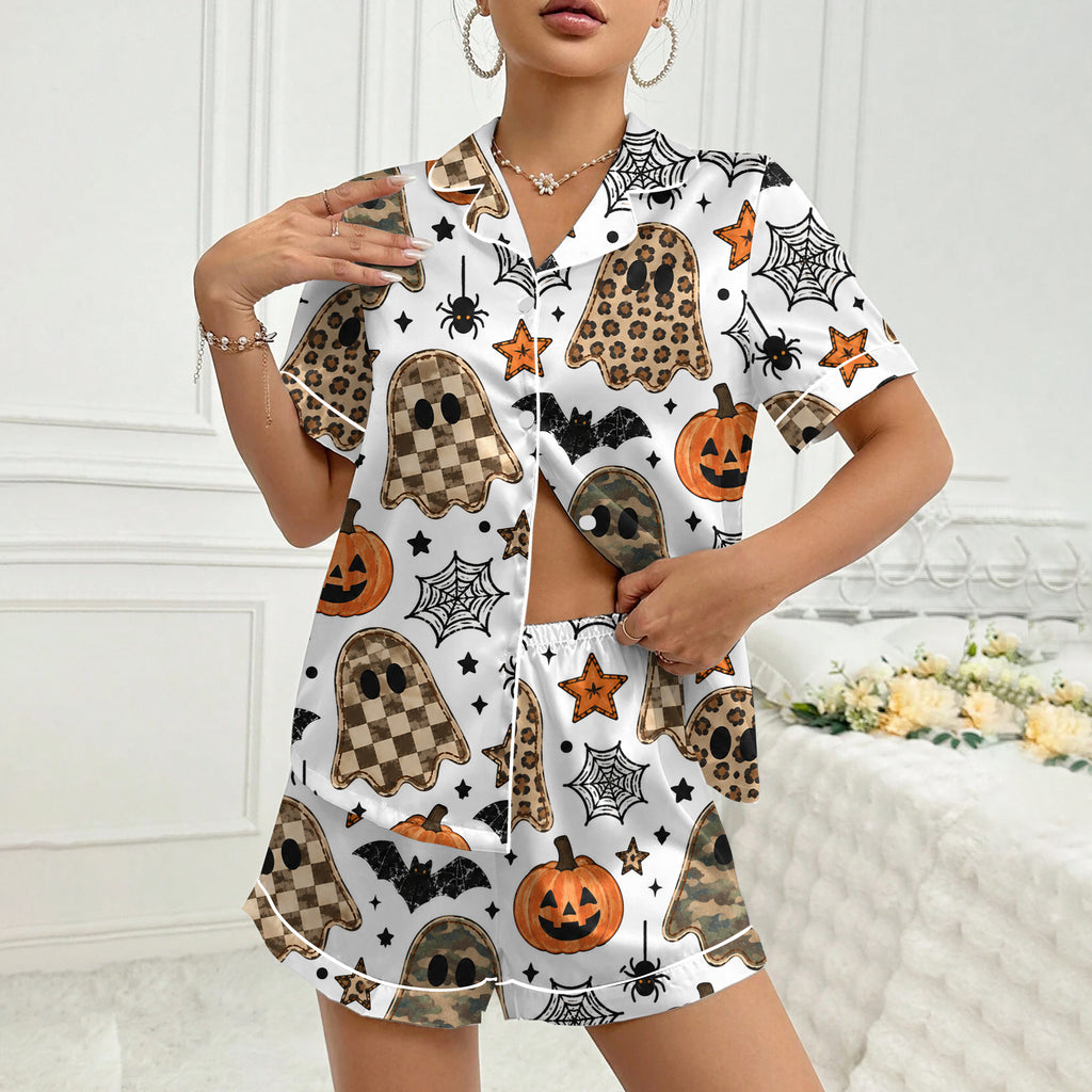 Halloween Ghost Pumpkin Short Sleeve Pajama Set