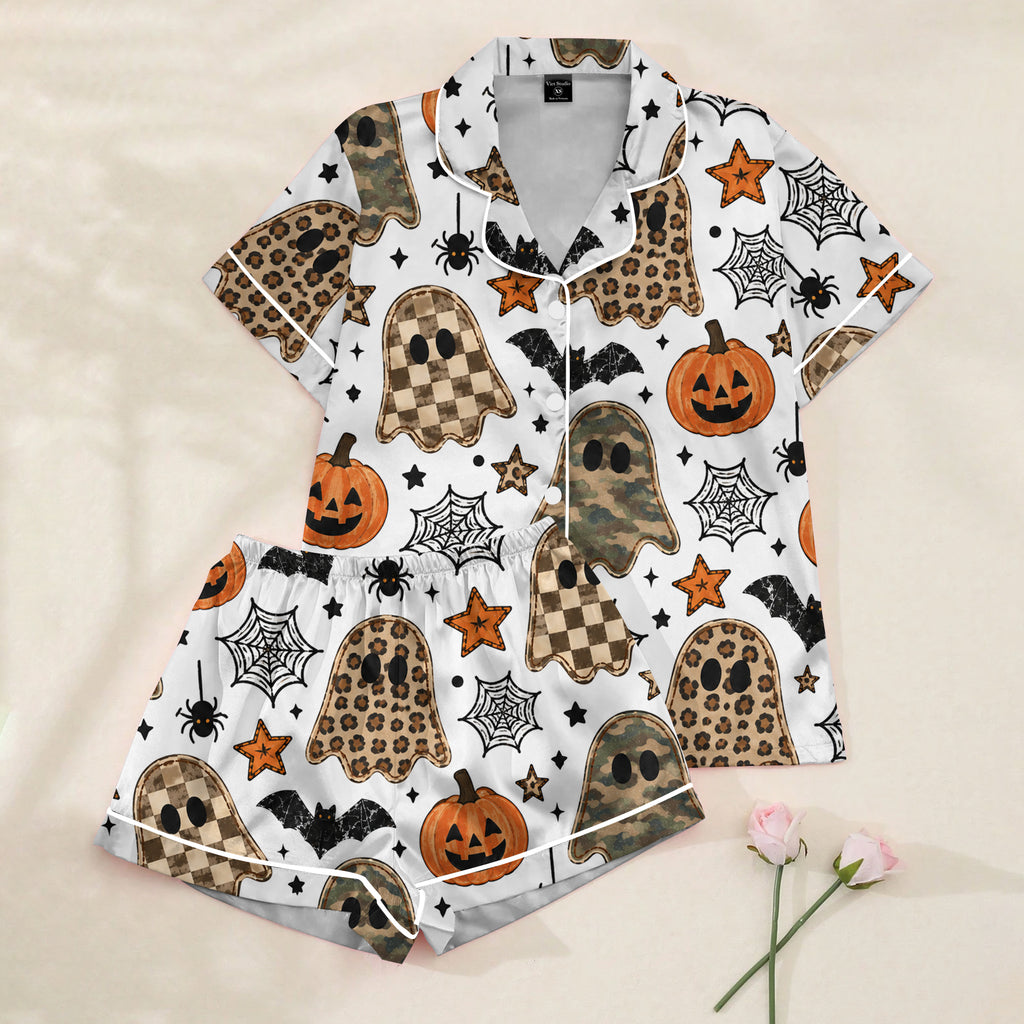 Halloween Ghost Pumpkin Short Sleeve Pajama Set