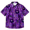 Men’s Pokémon Gengar Evolution Floral Pattern Short Sleeve Button-Up Shirt