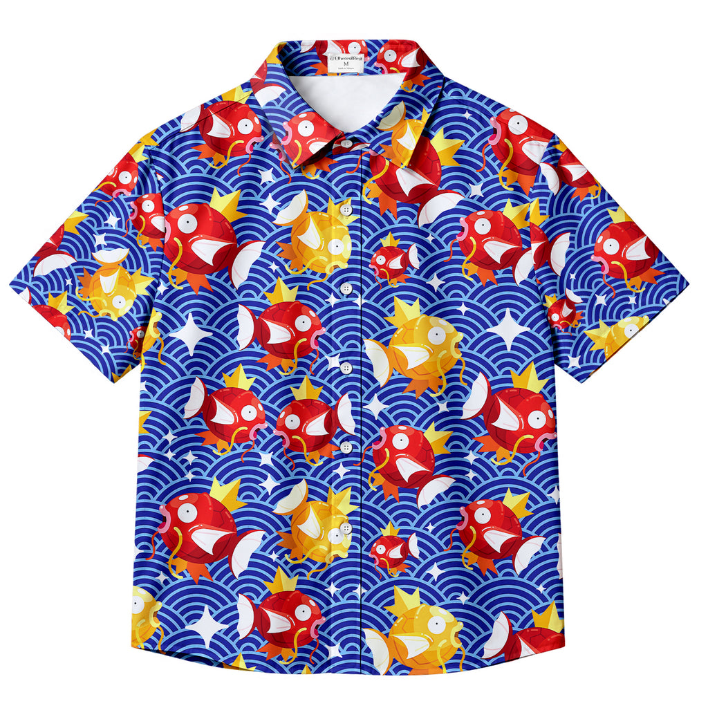 Men’s Pokémon Magikarp Pattern Short Sleeve Button-Up Shirt