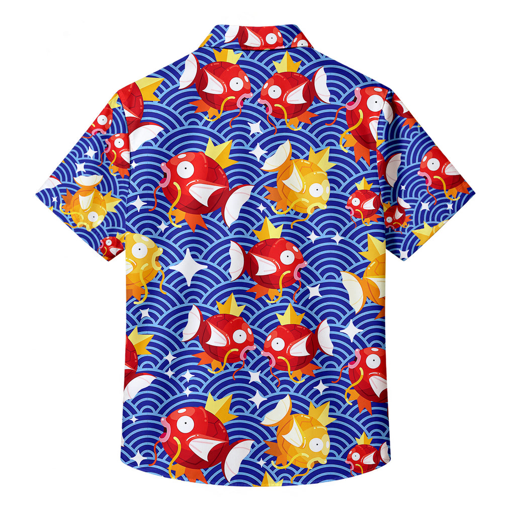 Men’s Pokémon Magikarp Pattern Short Sleeve Button-Up Shirt