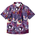 Men’s Pokémon Gengar and Gastly Stained Glass Short Sleeve Button-Up Shirt
