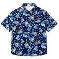 Men’s Pokémon Squirtle Evolution Ocean Pattern Short Sleeve Button-Up Shirt