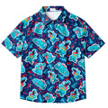 Men’s Pokémon Totodile Tropical Leaf Short Sleeve Button-Up Shirt