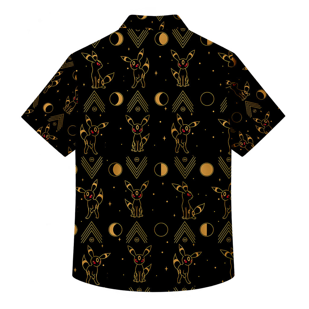 Men’s Pokémon Umbreon Moon Phase Pattern Short Sleeve Button-Up Shirt