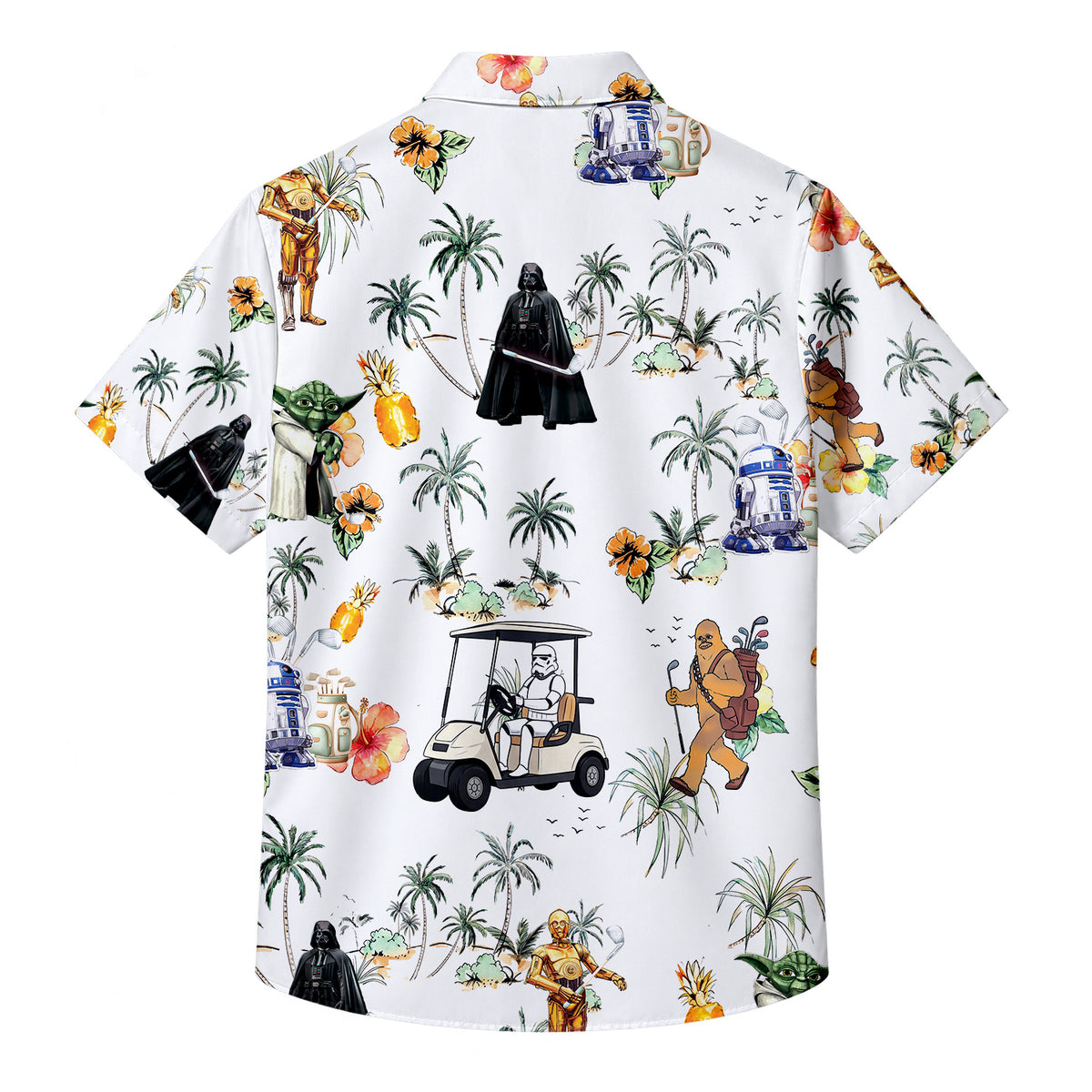 Men’s Star Wars Golf Tropical Character Short Sleeve Button-Up Shirt