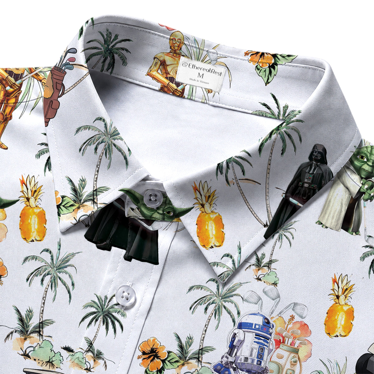 Men’s Star Wars Golf Tropical Character Short Sleeve Button-Up Shirt