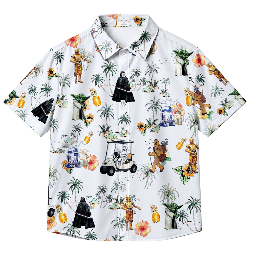 Men’s Star Wars Golf Tropical Character Short Sleeve Button-Up Shirt