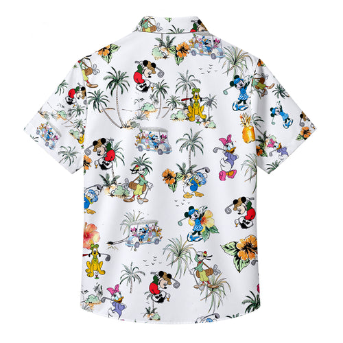 Men’s Disney Mickey and Friends Golf Tropical Short Sleeve Button-Up Shirt