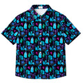 Men’s Disney Haunted Mansion Neon Character Pattern Short Sleeve Button-Up Shirt