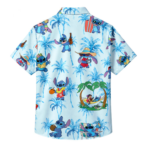 Men’s Disney Lilo & Stitch Tropical Vacation Short Sleeve Button-Up Shirt