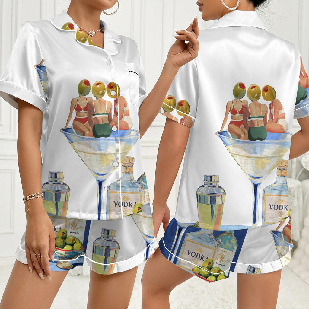 Women’s Dirty Martini and Vodka Cocktail Short Sleeve Pajama Set