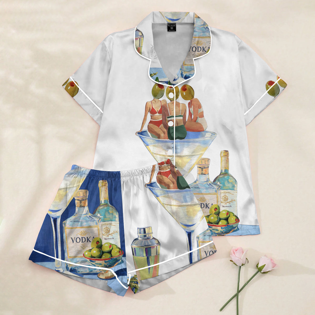 Women’s Dirty Martini and Vodka Cocktail Short Sleeve Pajama Set
