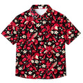 Men’s Pokémon Scizor Floral Pattern Short Sleeve Button-Up Shirt
