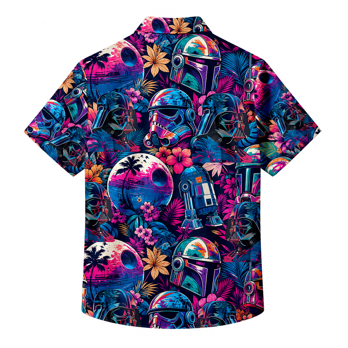 Men’s Star Wars Tropical Floral Character Collage Short Sleeve Button-Up Shirt