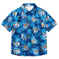 Men’s Pokémon Mudkip Tropical Leaf Pattern Short Sleeve Button-Up Shirt