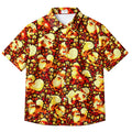 Men’s Pokémon Growlithe and Arcanine Floral Short Sleeve Button-Up Shirt