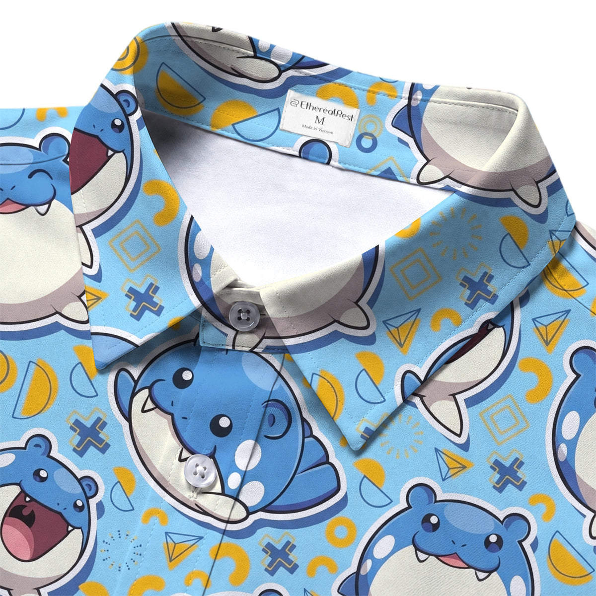 Men’s Pokémon Spheal Pattern Short Sleeve Button-Up Shirt