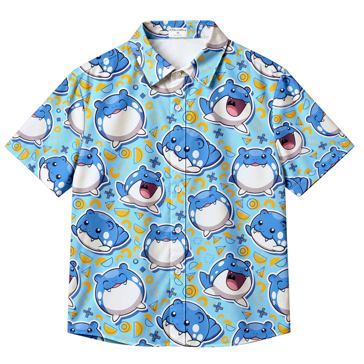 Men’s Pokémon Spheal Pattern Short Sleeve Button-Up Shirt