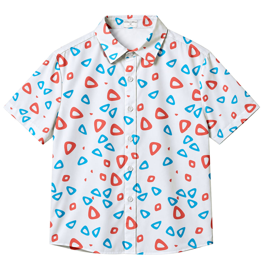 Men’s Pokémon Togepi Egg Pattern Short Sleeve Button-Up Shirt