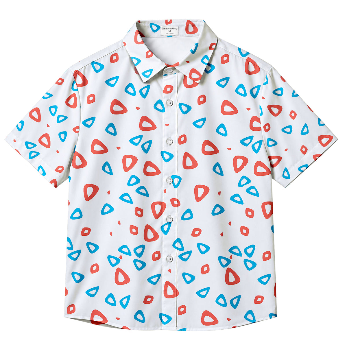 Men’s Pokémon Togepi Egg Pattern Short Sleeve Button-Up Shirt