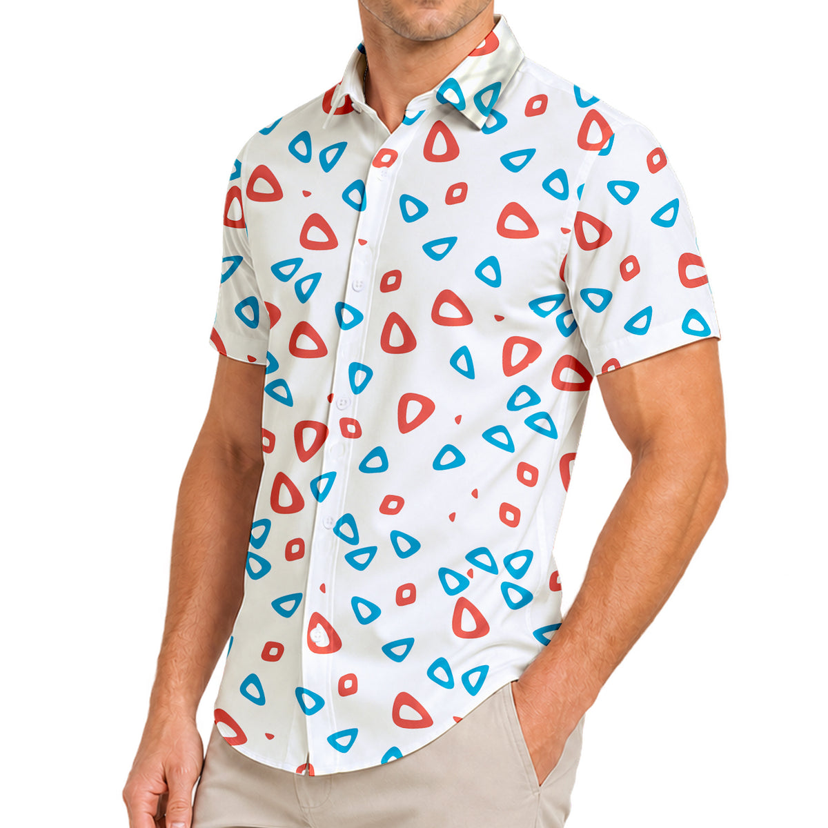 Men’s Pokémon Togepi Egg Pattern Short Sleeve Button-Up Shirt