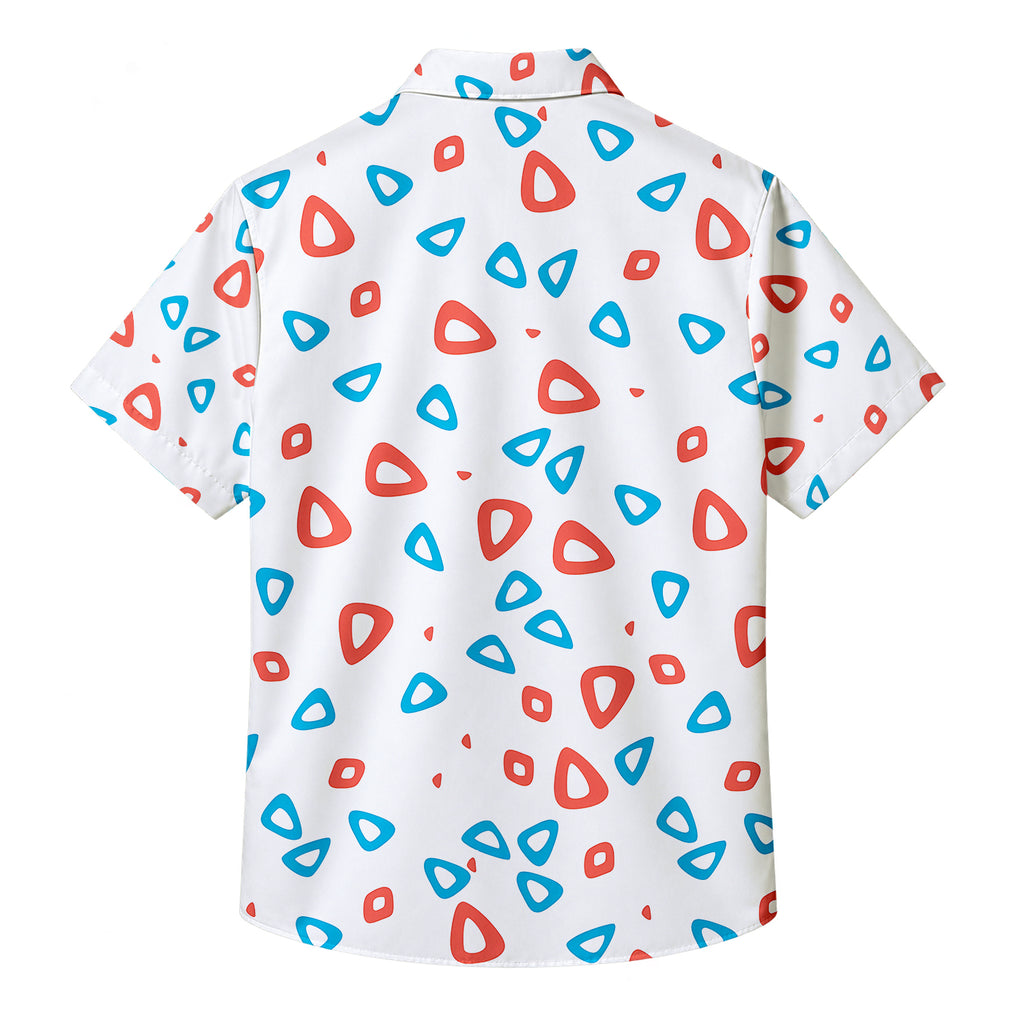 Men’s Pokémon Togepi Egg Pattern Short Sleeve Button-Up Shirt