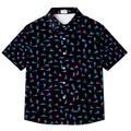 Men’s Black Kama Sutra Pattern Short Sleeve Button-Up Shirt