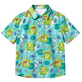 Men’s Pokémon Politoed and Poliwag Pattern Short Sleeve Button-Up Shirt