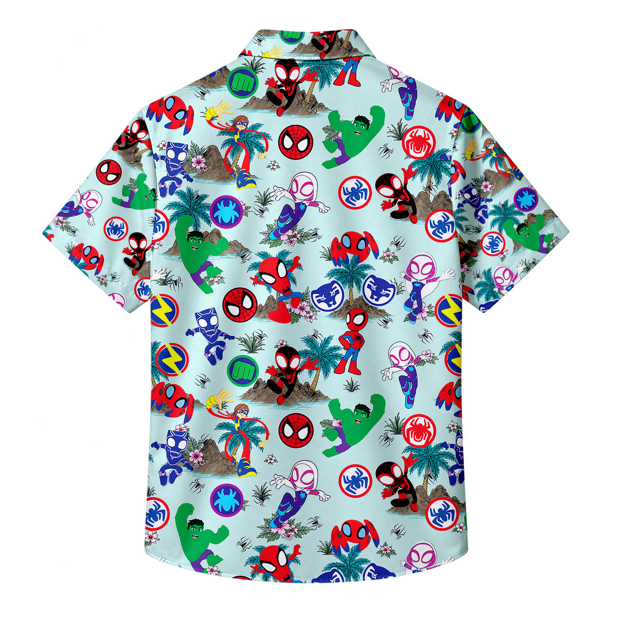 Men’s Marvel Spidey and His Amazing Friends Tropical Short Sleeve Button-Up Shirt