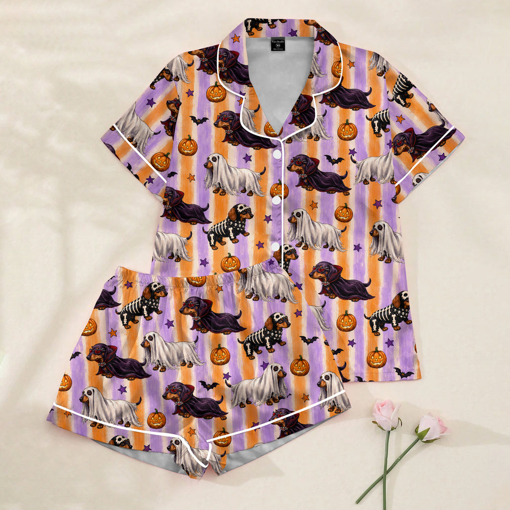 Women’s Halloween Dachshund Costume Short Sleeve Pajama Set