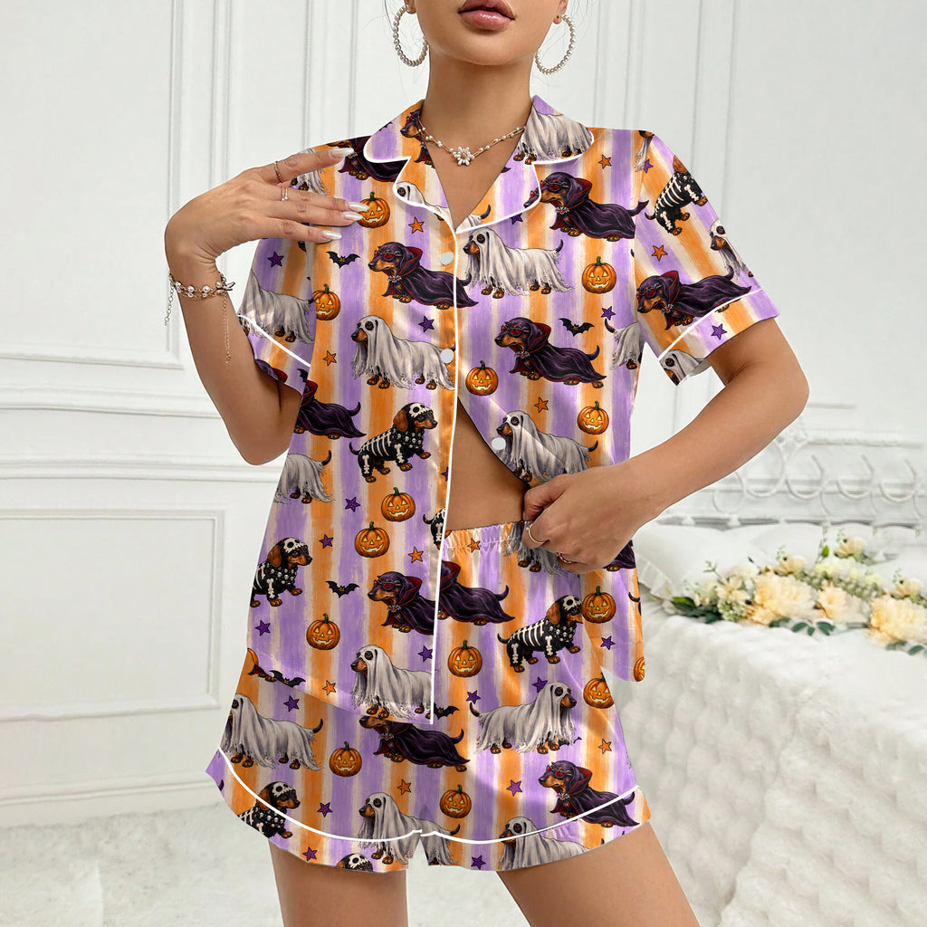 Women’s Halloween Dachshund Costume Short Sleeve Pajama Set