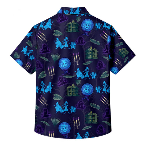 Men’s Disney Haunted Mansion Pattern Short Sleeve Button-Up Shirt