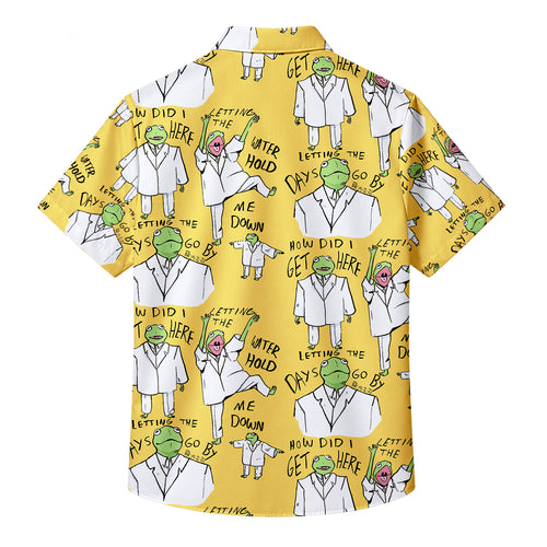 Men’s Kermit the Frog Big Suit Short Sleeve Button-Up Shirt