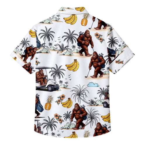 Men’s Bigfoot Golf Tropical Pattern Short Sleeve Button-Up Shirt