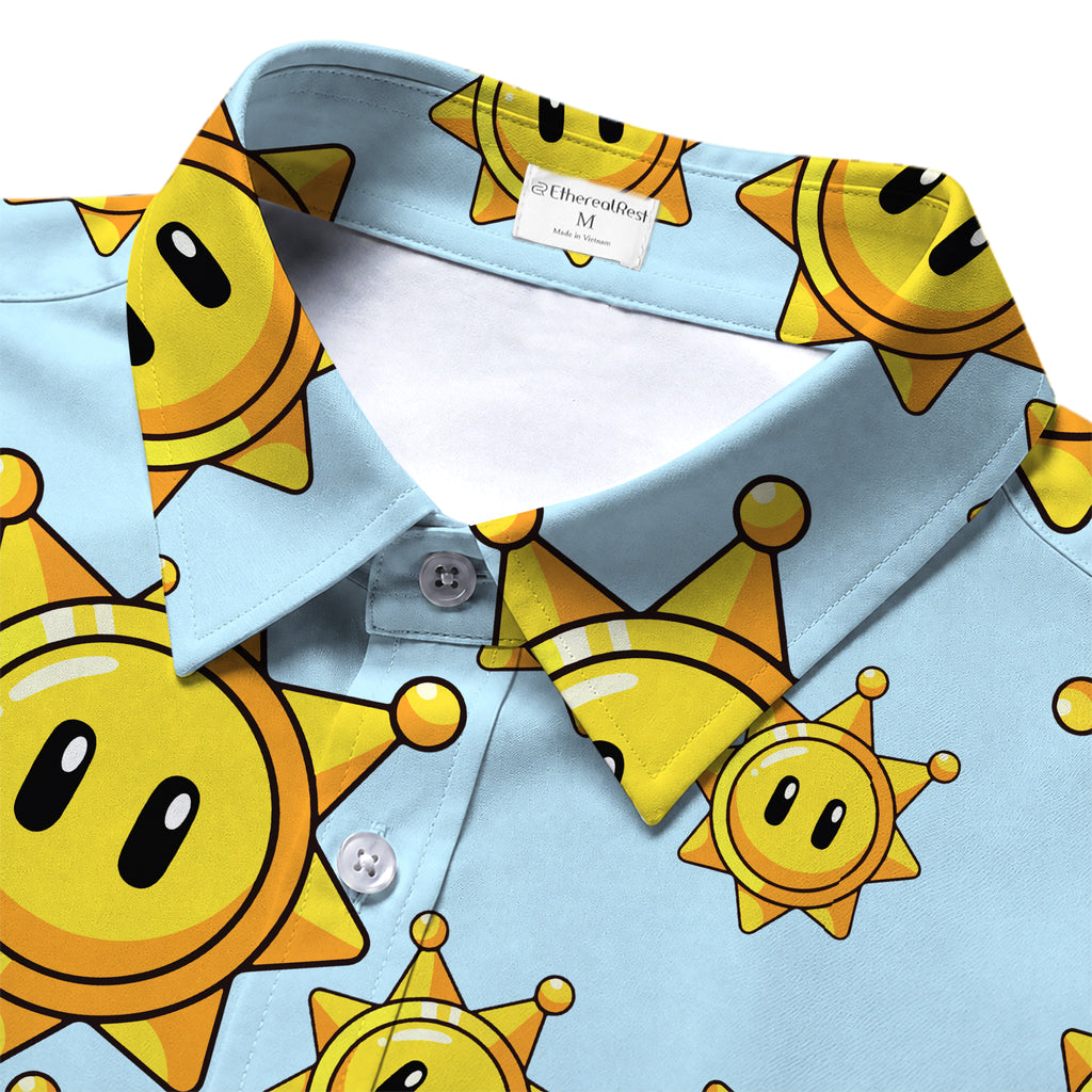 Men’s Super Star Gaming Short Sleeve Button Up Shirt