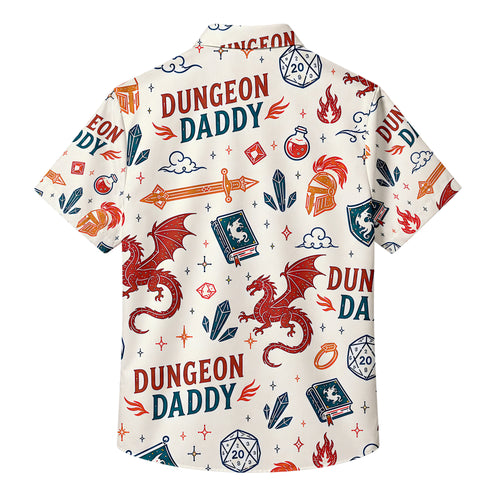 Men’s Dungeon Daddy Fantasy RPG Short Sleeve Button Up Shirt