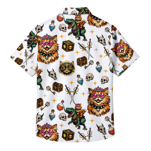 Men’s Dungeon Crawler Carl Princess Donut Fantasy Short Sleeve Button Up Shirt