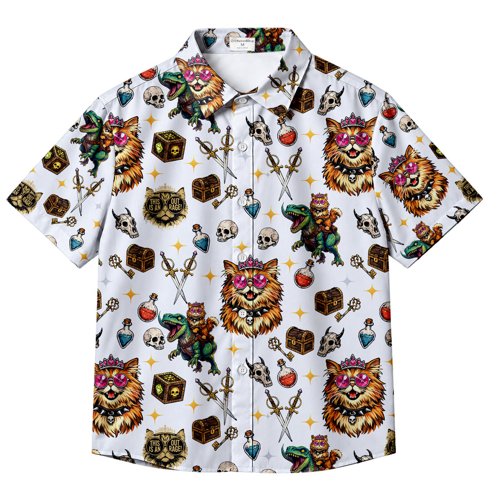 Men’s Dungeon Crawler Carl Princess Donut Fantasy Short Sleeve Button Up Shirt