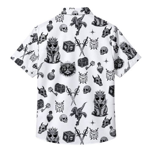 Men’s Dungeon Crawler Carl Black & White Fantasy Short Sleeve Button Up Shirt