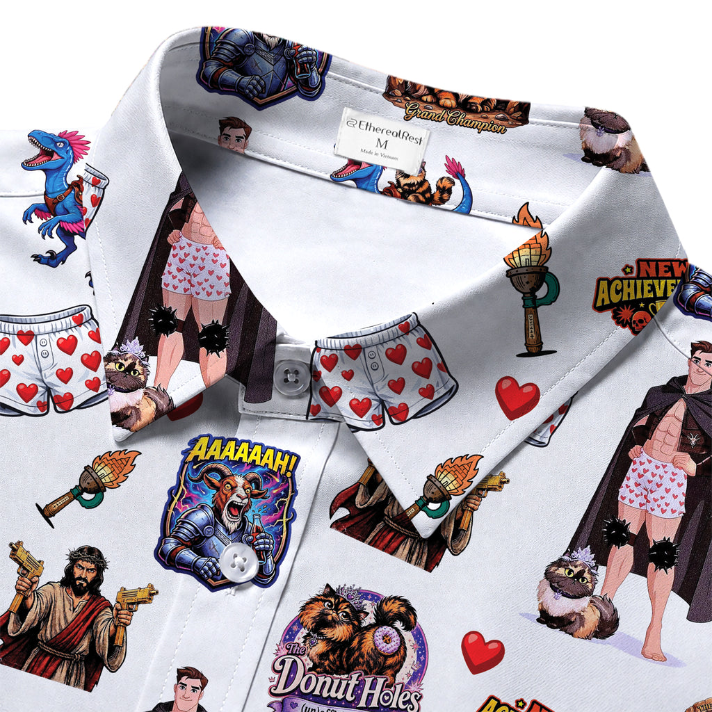 Men’s Dungeon Crawler Carl Donut Holes Short Sleeve Button Up Shirt