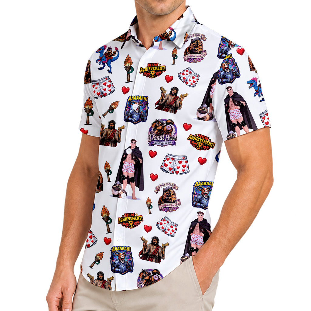 Men’s Dungeon Crawler Carl Donut Holes Short Sleeve Button Up Shirt