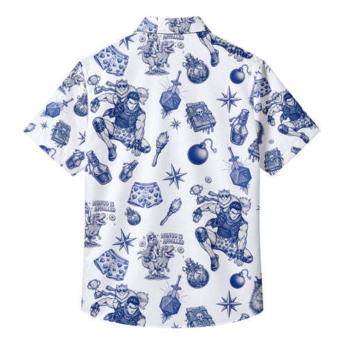 Men’s Dungeon Crawler Carl Fantasy RPG Short Sleeve Button Up Shirt