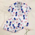 Women’s Red Bull Bow and Heart Short Sleeve Pajama Set