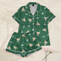 Women’s Green Martini Cocktail Pattern Short Sleeve Pajama Set