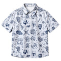 Men’s White Star Wars Character Doodle Short Sleeve Button-Up Shirt